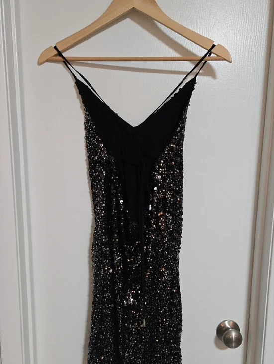 ANGL Aakaa Black Sequin Party Dress - Picture 2 of 3
